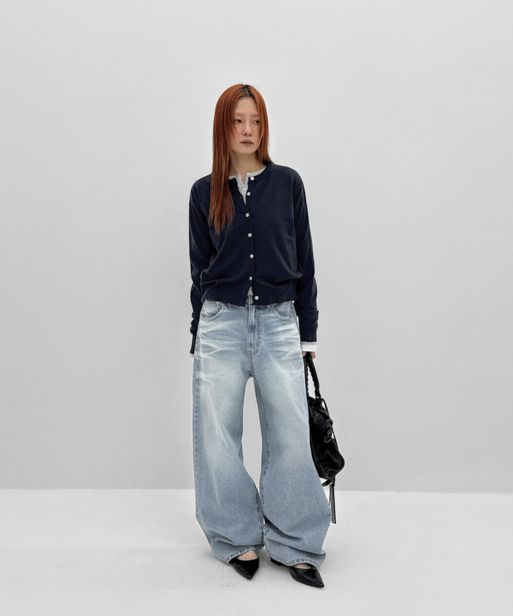 ウォッシングワイドデニムパンツ LIGHT BLUE