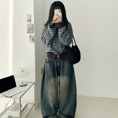 ボーダーニットカーディガン(6color) AQUA