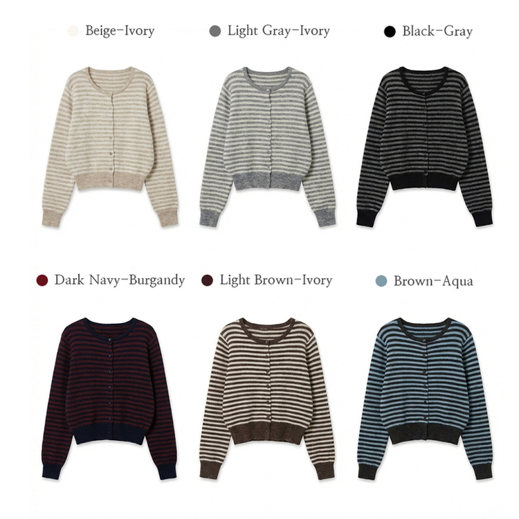 ボーダーニットカーディガン(6color)
