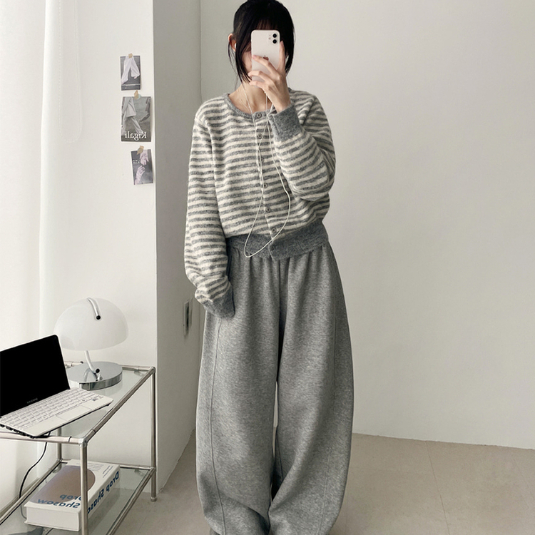 ボーダーニットカーディガン(6color) LIGHT GRAY