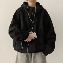 コットンフードジャケット BLACK