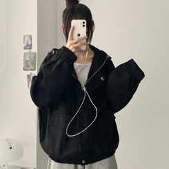 コットンフードジャケット BLACK