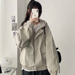 コットンフードジャケット Stone