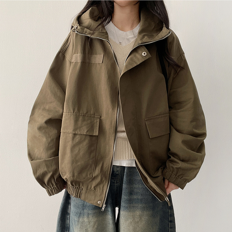 コットンフードジャケット DARK KHAKI