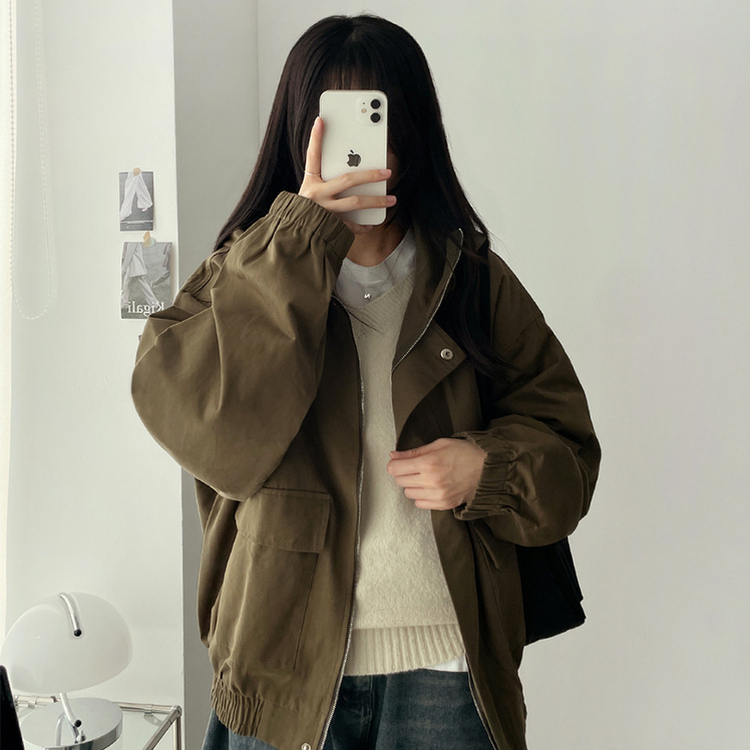 コットンフードジャケット DARK KHAKI