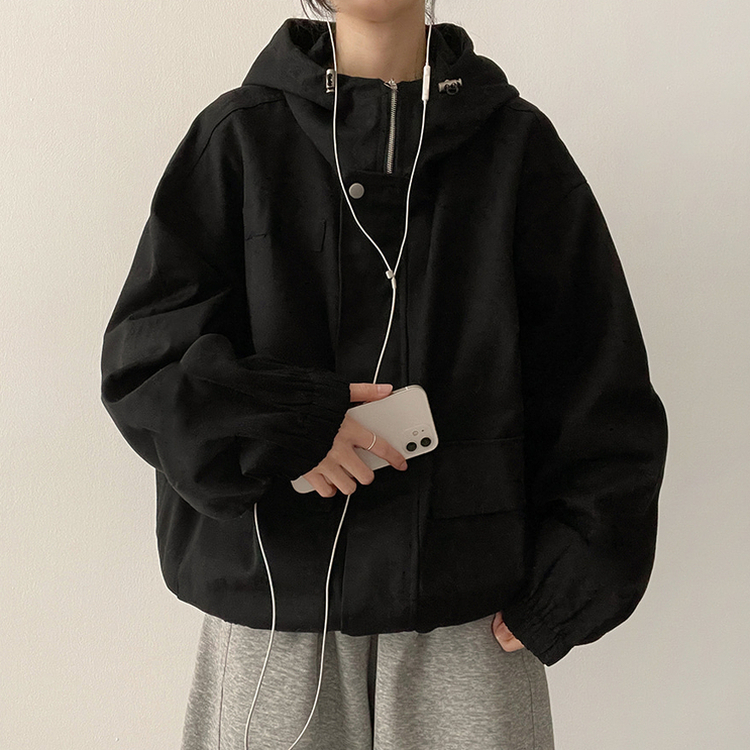 コットンフードジャケット BLACK