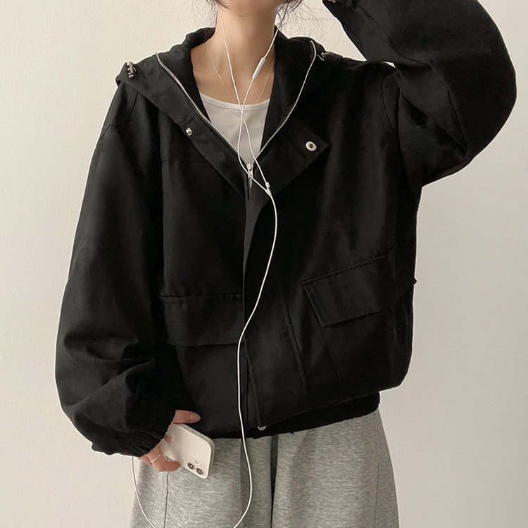 コットンフードジャケット BLACK