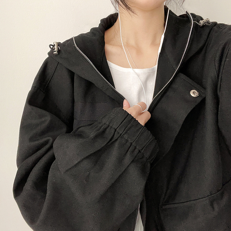 コットンフードジャケット BLACK