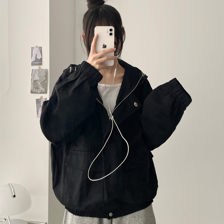 コットンフードジャケット BLACK