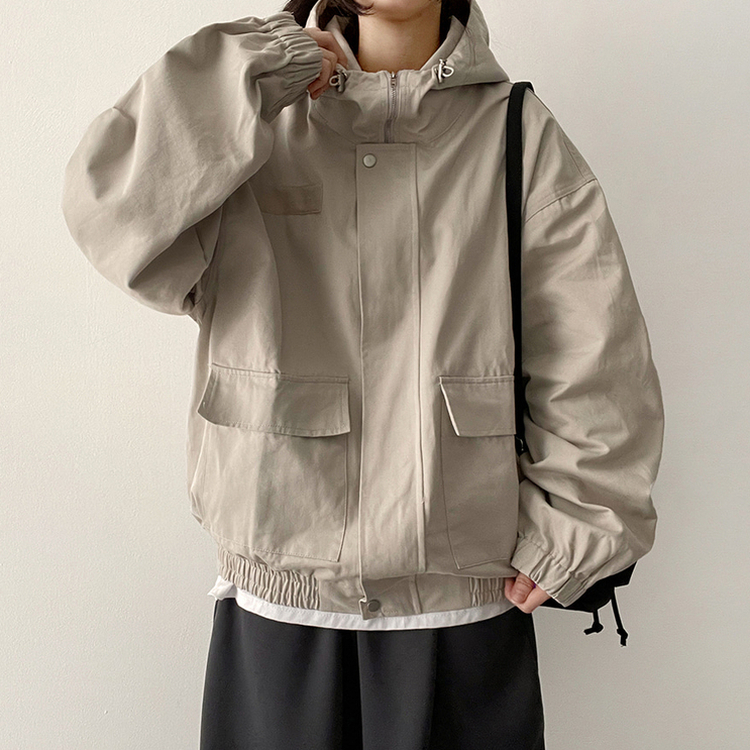 コットンフードジャケット Stone