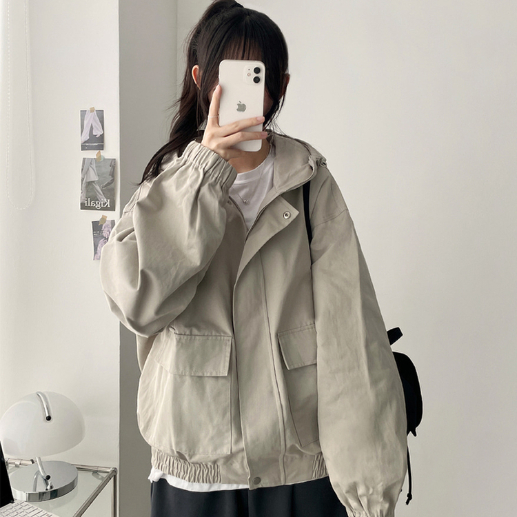 コットンフードジャケット Stone