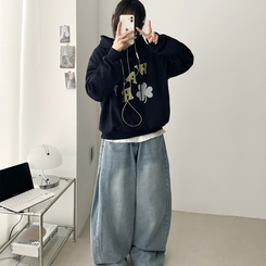 クローバーフードパーカー NAVY