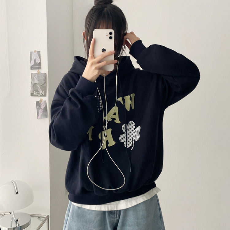 クローバーフードパーカー NAVY