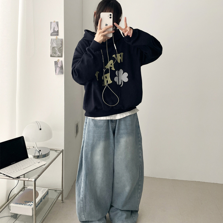 クローバーフードパーカー NAVY