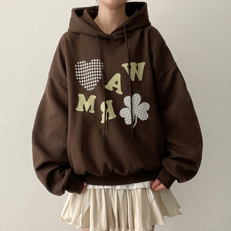 クローバーフードパーカー BROWN