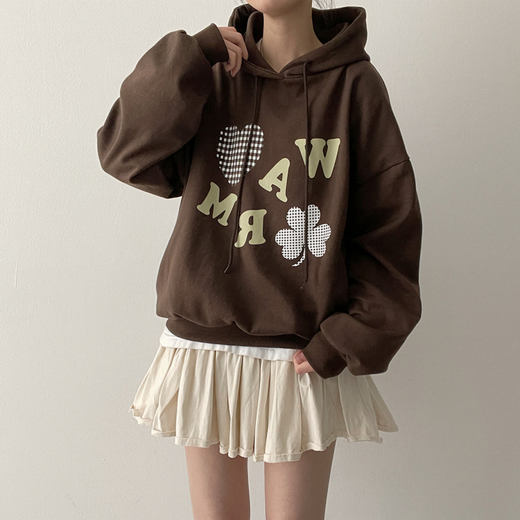 クローバーフードパーカー BROWN