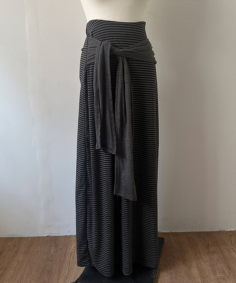ボーダーレイヤードロングスカート