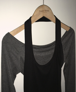 【SET】オフショルダーTシャツ ホルターネックキャミソール