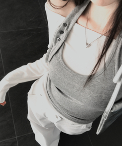 【SET】オフショルダーTシャツ ホルターネックキャミソール GREY