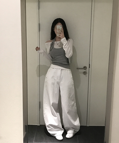 【SET】オフショルダーTシャツ ホルターネックキャミソール GREY