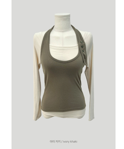 【SET】オフショルダーTシャツ ホルターネックキャミソール