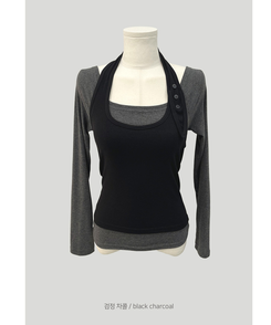 【SET】オフショルダーTシャツ ホルターネックキャミソール