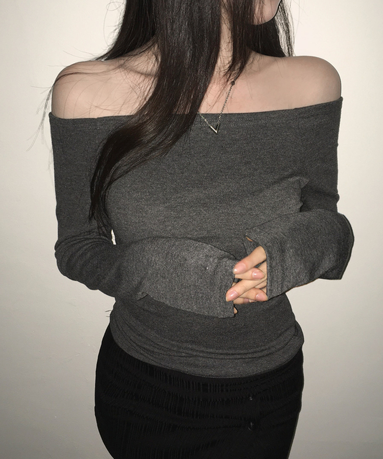 【SET】オフショルダーTシャツ ホルターネックキャミソール CHARCOAL