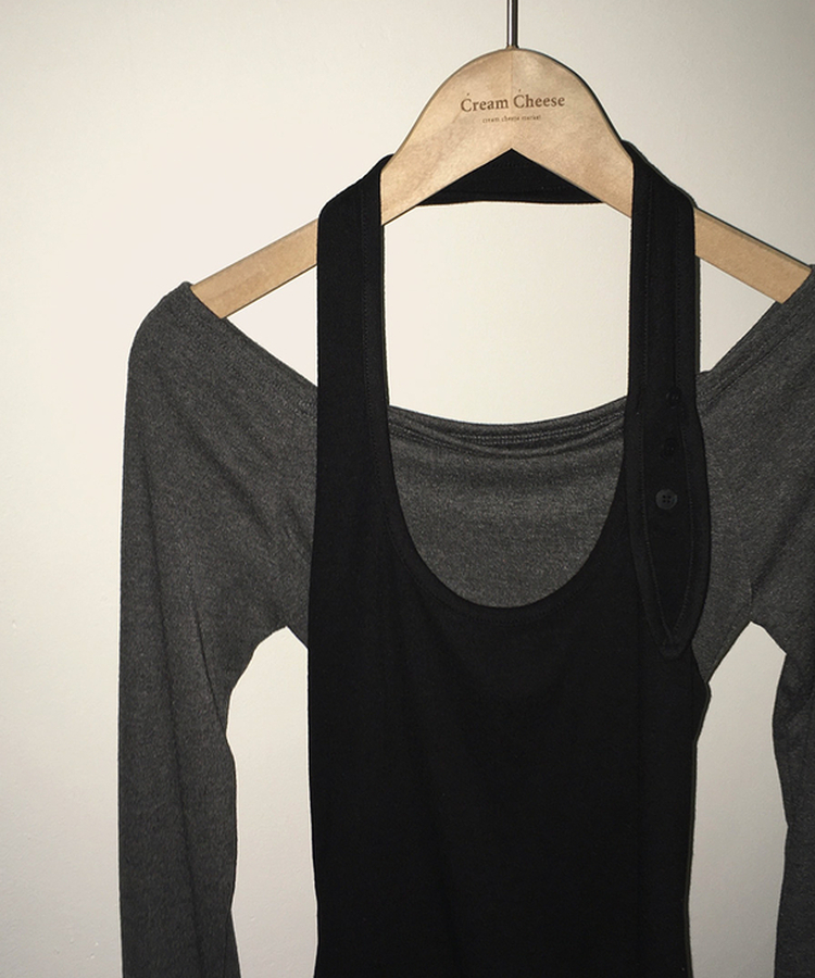 【SET】オフショルダーTシャツ ホルターネックキャミソール