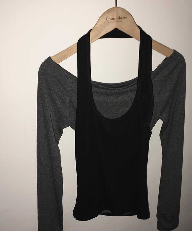 【SET】オフショルダーTシャツ ホルターネックキャミソール