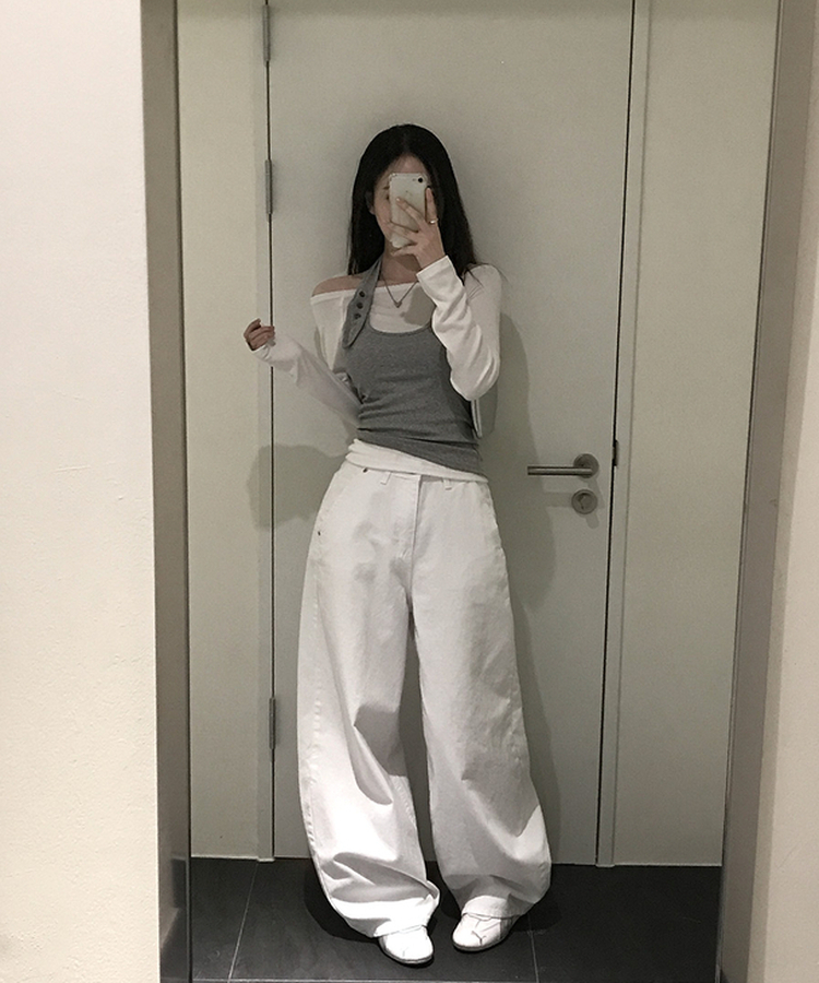 【SET】オフショルダーTシャツ ホルターネックキャミソール GREY