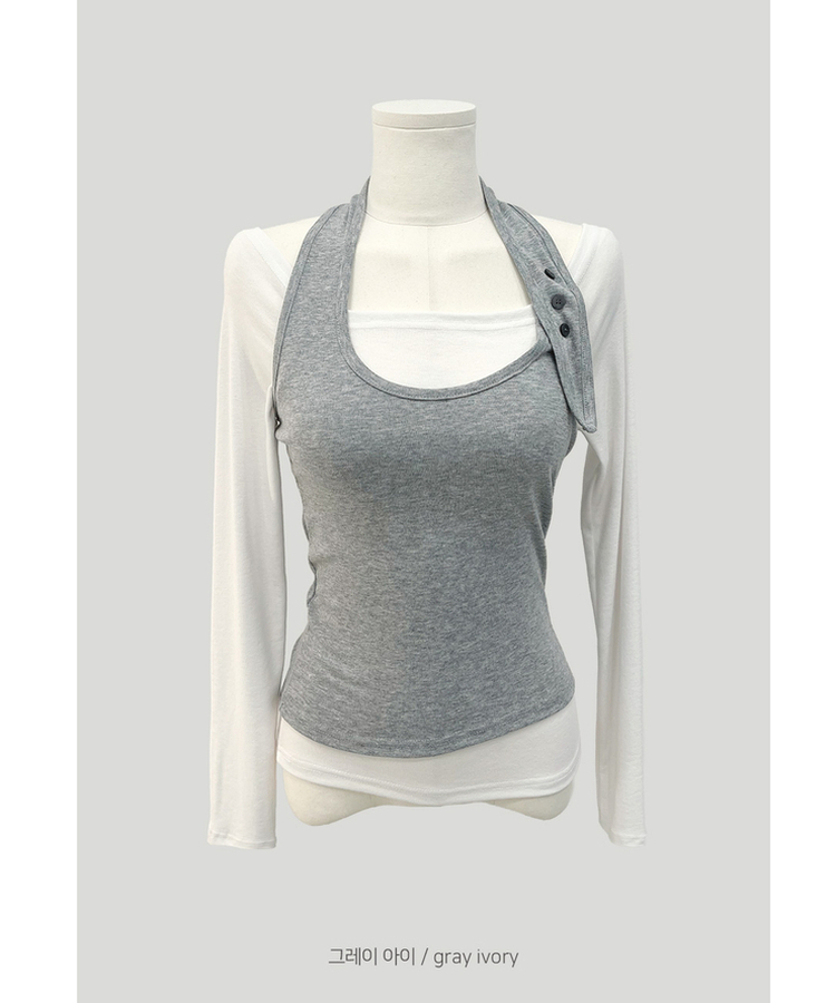 【SET】オフショルダーTシャツ ホルターネックキャミソール