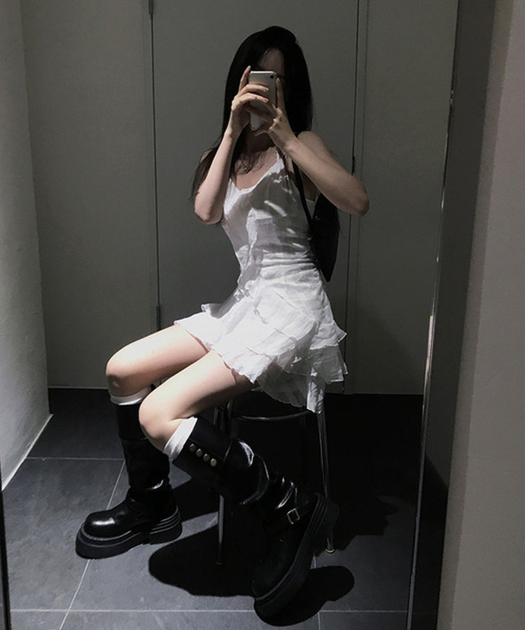 キャミソールフリルワンピース WHITE