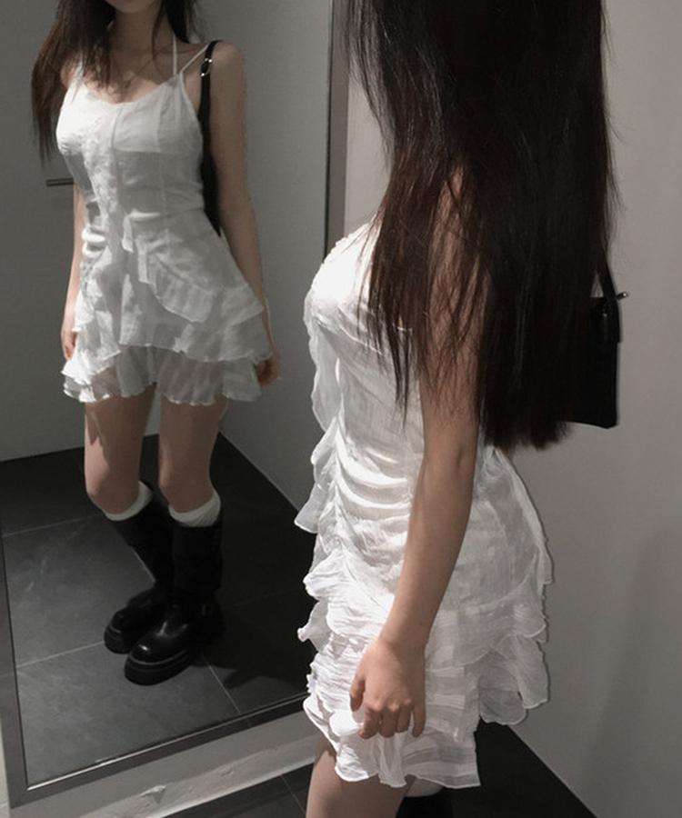 キャミソールフリルワンピース WHITE