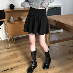 Aラインウエストバンドミニスカート BLACK