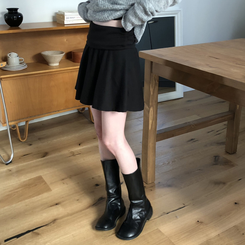 Aラインウエストバンドミニスカート BLACK