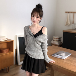 Aラインウエストバンドミニスカート BLACK