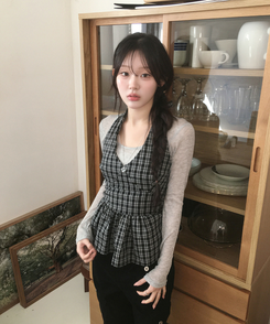 チェックホルターブラウス BLACK