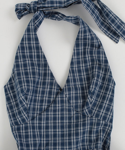 チェックホルターブラウス