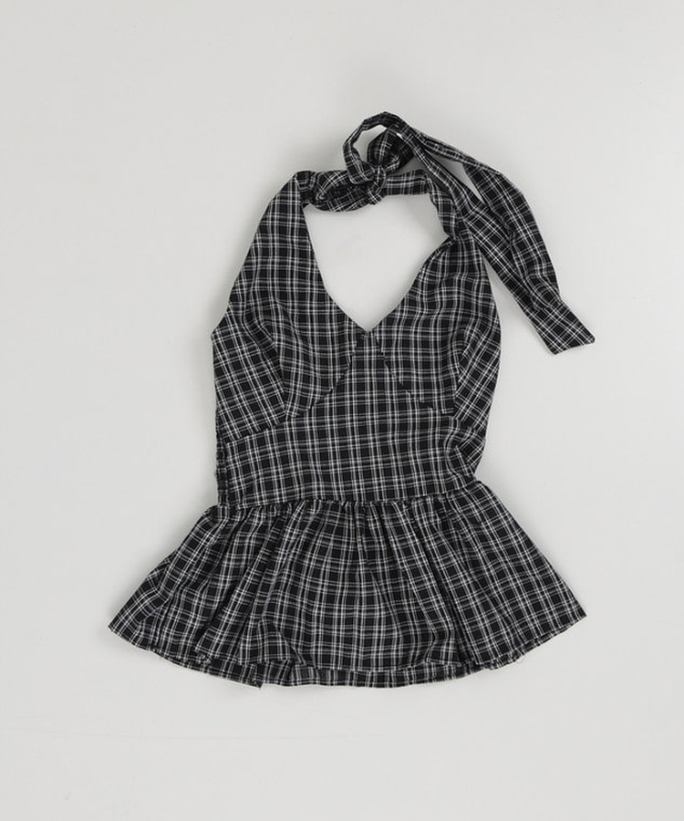 チェックホルターブラウス