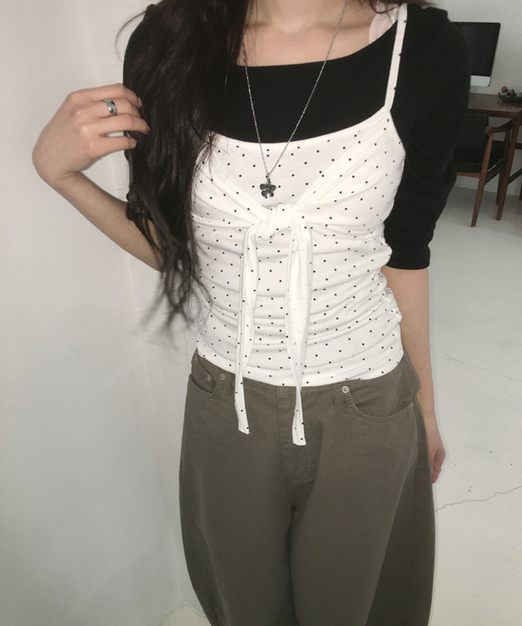 ボートネック7分丈Tシャツ BLACK