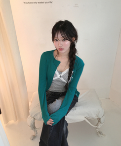 リブニットカーディガン(7color) TEAL