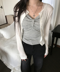 リブニットカーディガン(7color) IVORY