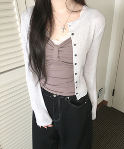 リブニットカーディガン(7color) IVORY