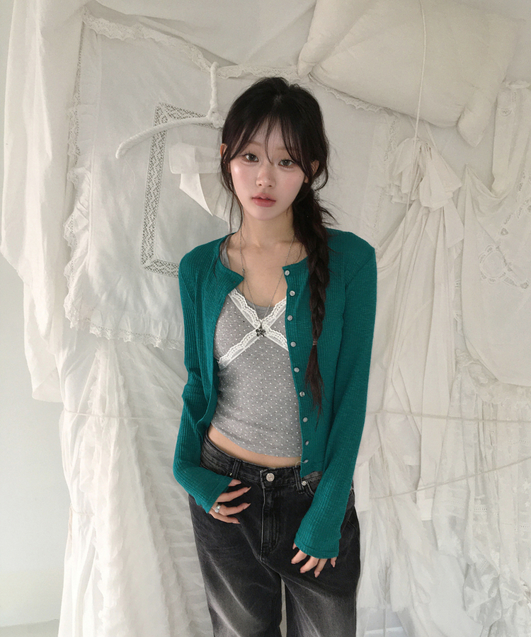 リブニットカーディガン(7color) TEAL