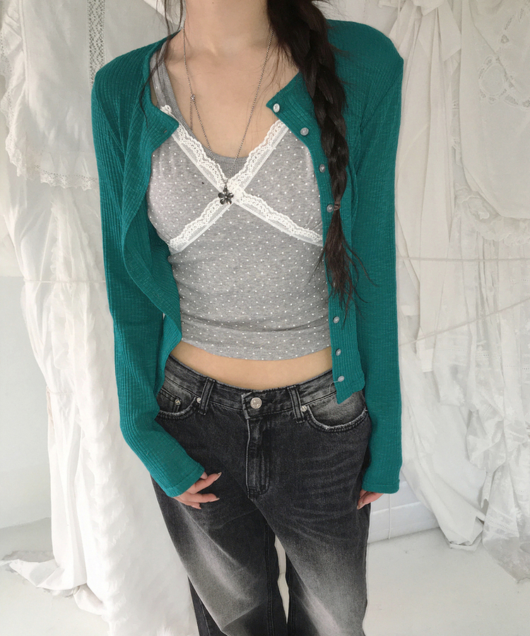 リブニットカーディガン(7color) TEAL