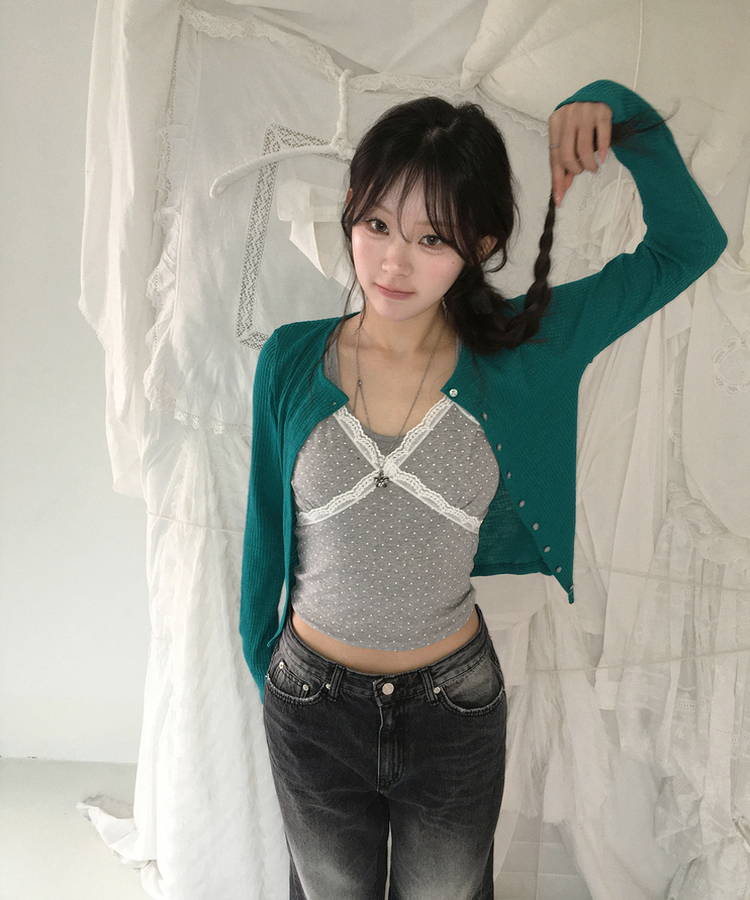 リブニットカーディガン(7color) TEAL