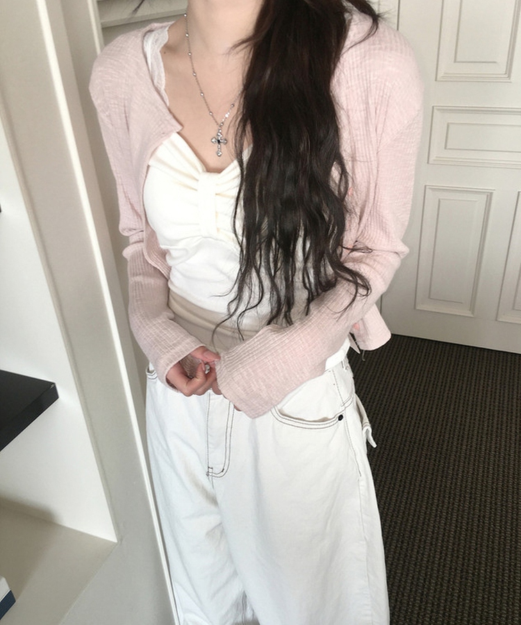 リブニットカーディガン(7color) PINK