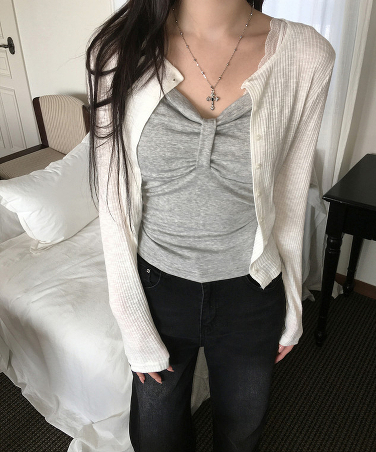 リブニットカーディガン(7color) IVORY