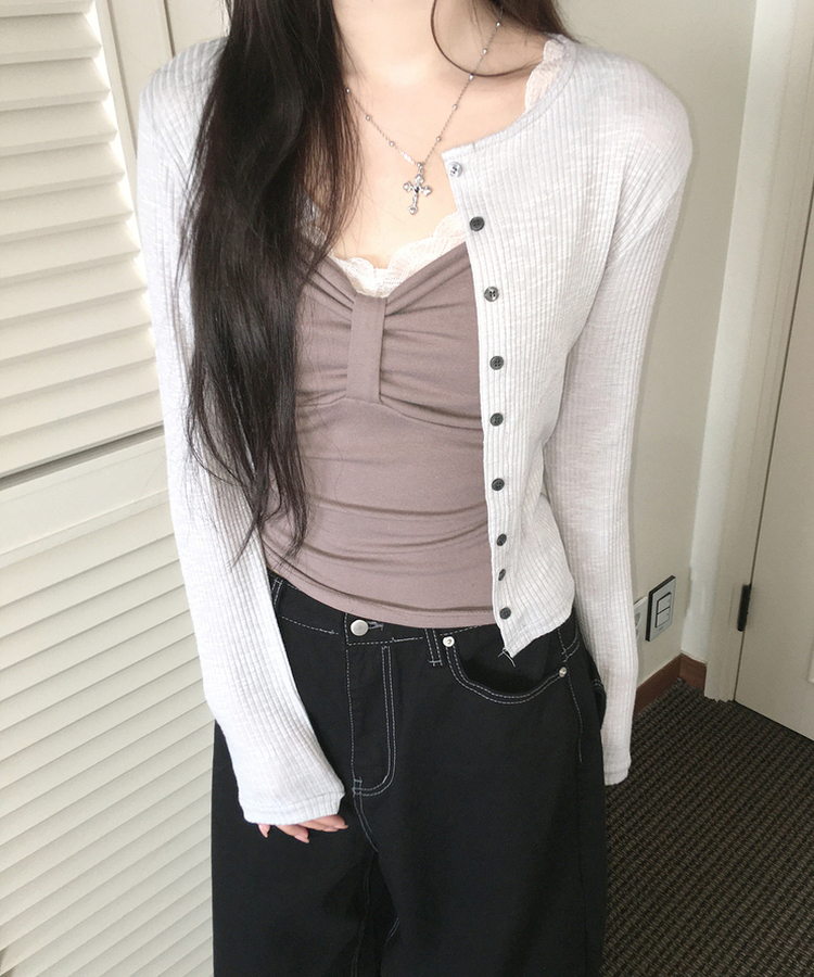 リブニットカーディガン(7color) IVORY