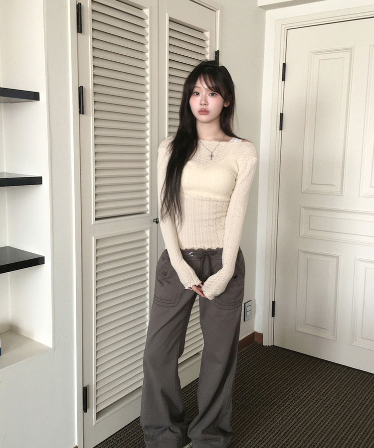 パンチングスリムフィットTシャツ CREAM